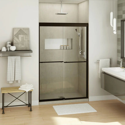 Kameleon SC 43-47 x 71 in. 8 mm Bypass Shower Door for Alcove Installation with Clear glass in Dark Bronze - Plumbing Market