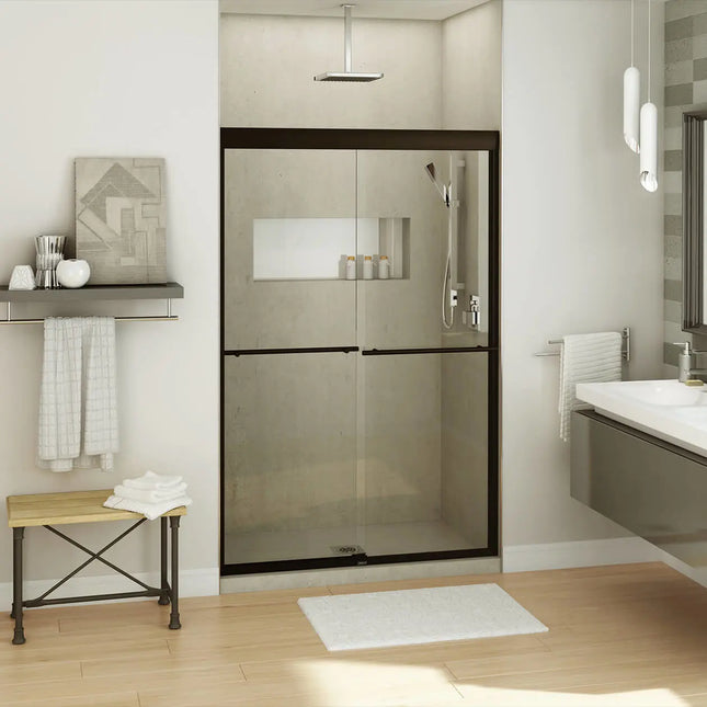 Kameleon SC 43-47 x 71 in. 8 mm Bypass Shower Door for Alcove Installation with Clear glass in Dark Bronze - Plumbing Market