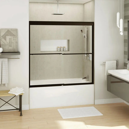 Kameleon SC 55-59 x 57 in. 8 mm Bypass Tub Door for Alcove Installation with Clear glass in Dark Bronze - Plumbing Market