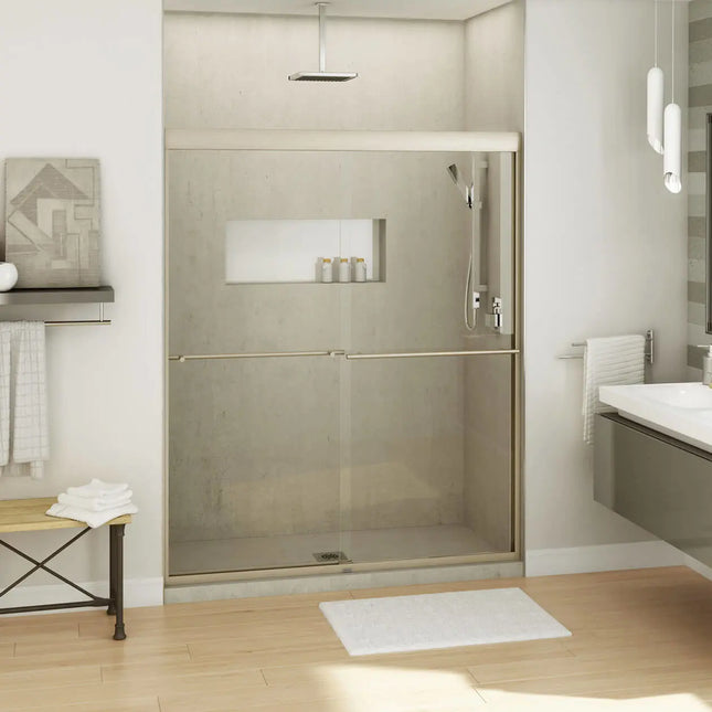 Kameleon SC 55-59 x 71 in. 6 mm Bypass Shower Door for Alcove Installation with Clear glass in Brushed Nickel - Plumbing Market