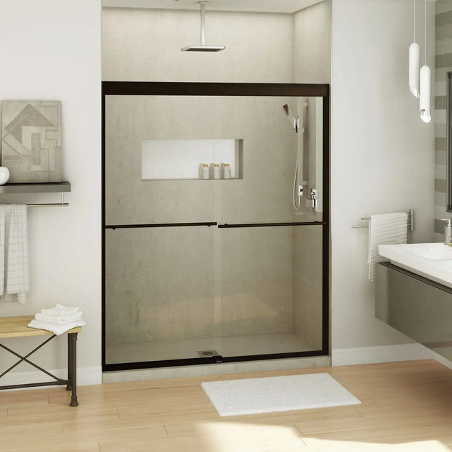 Kameleon SC 55-59 x 71 in. 6 mm Bypass Shower Door for Alcove Installation with Clear glass in Dark Bronze - Plumbing Market