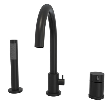 Keros Deckmounted Tub Faucet with Handshower in Matte Black - Plumbing Market