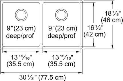 Kindred Brookmore 30.5" x 18.12" Undermount Kitchen Sink 2 Bowls Stainless Steel BDU1831-9 - Plumbing Market
