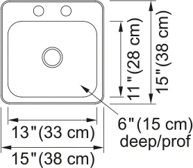 Kindred Creemore 15 x 15 Drop in 2-Hole Stainless Steel Sink - Plumbing Market