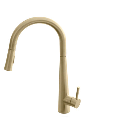 Kitchen Sink Faucet Single Handle Pull Down Dual Mode Stainless Steel Brushed Gold Finish by Stylish® K-135G