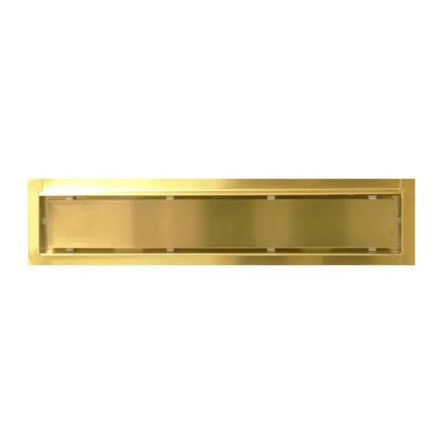 Kodaen 16" X 3" Shower drain w/ flange & membrane. Tile-in. Brushed gold. SD-1083G16BG