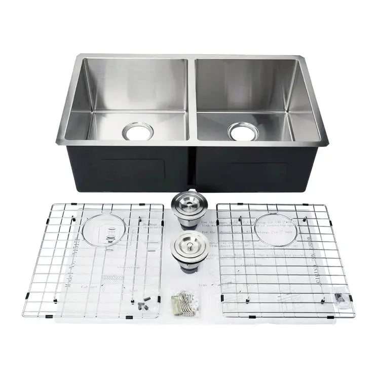 Kodaen 33" MISSION UNDERMOUNT KITCHEN SINK-16G DOUBLE BOWLS - UN1515PBN