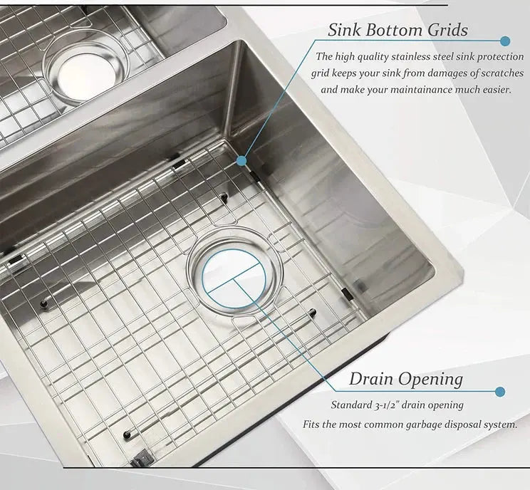 Kodaen 33" MISSION UNDERMOUNT KITCHEN SINK-16G DOUBLE BOWLS - UN1515PBN