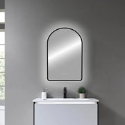 Kodaen ARCH  Shape Black framed back-lit LED mirror. 24"Wx36"H