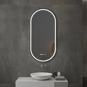 Kodaen ATOMIC Oval shape Black framed front-lit LED mirror. 20"Wx40"H