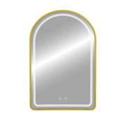 Kodaen Arch Shape Gold framed front-lit LED mirror. 24"Wx36"H