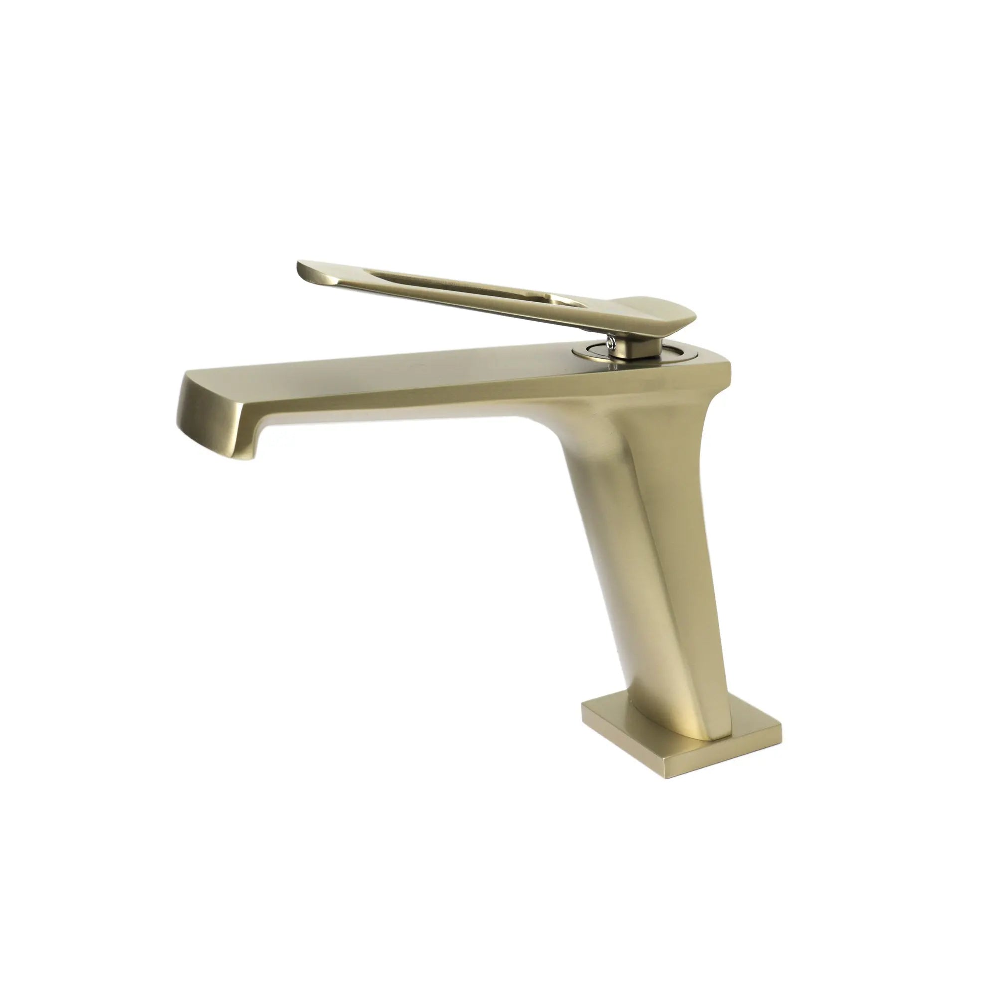 Kodaen Basin LEMAN Single Hole Bathroom Faucet in matte brushed gold.