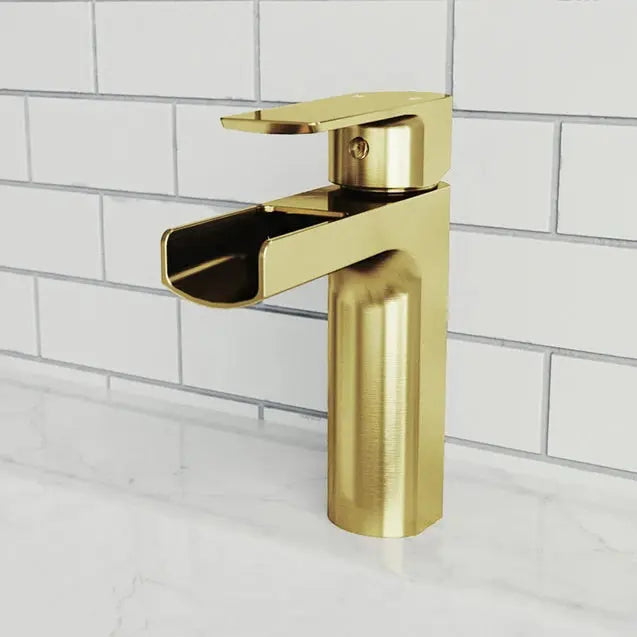 Kodaen Basin faucet ELLISE Single Hole Bathroom Faucet in rich brushed gold.