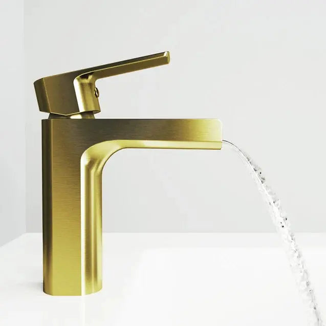 Kodaen Basin faucet ELLISE Single Hole Bathroom Faucet in rich brushed gold.