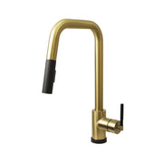 Kodaen CASCADE Single handle Pull-down Spray Kitchen Faucet Black / Brushed Gold