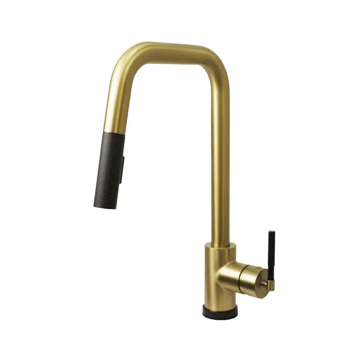 Kodaen CASCADE Single handle Pull-down Spray Kitchen Faucet Black / Brushed Gold