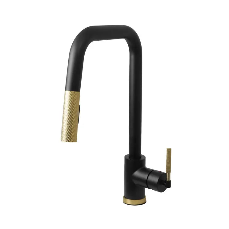 Kodaen CASCADE Single handle Pull-down Spray Kitchen Faucet Brushed Gold / Black