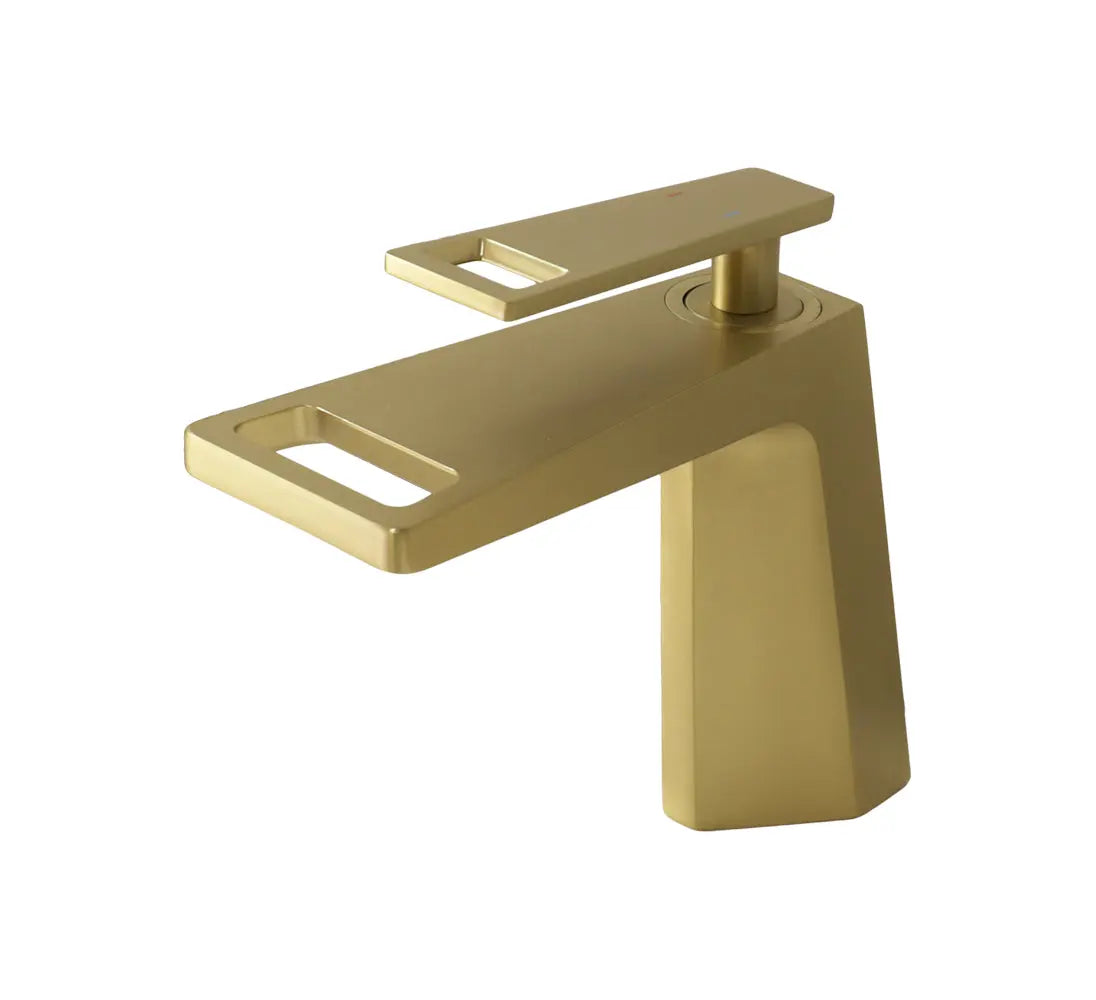 Kodaen DELTA Single Hole Bathroom Faucet in matte brushed gold.
