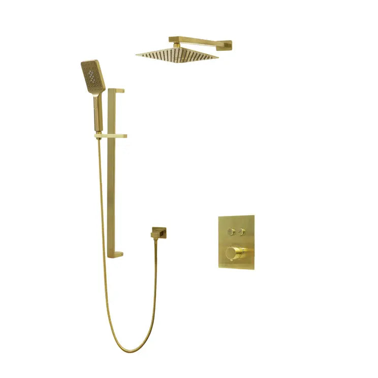 Kodaen DIAMOND serie. 2-way push button thermostatic shower faucet. F58123BG-W10AZ Brushed Gold