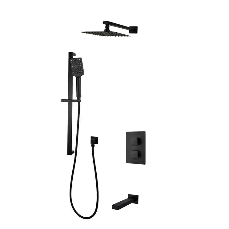 Kodaen DIAMOND serie. 3-WAY thermostatic shower faucet F57123MB-W10ATS Matte Black