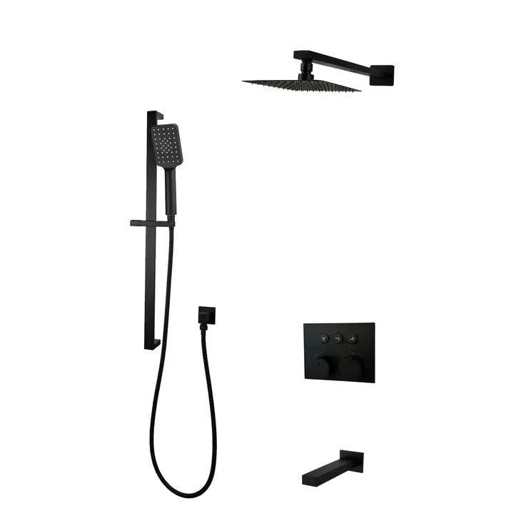 Kodaen DIAMOND serie. 3-way push button thermostatic shower faucet. F59123MB-W10ATS Matte Black