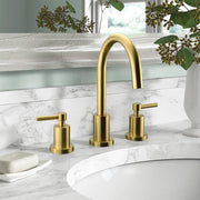Kodaen ELEGANTE Three Holes Widespread Bathroom Faucet 3-hole in Brushed gold.