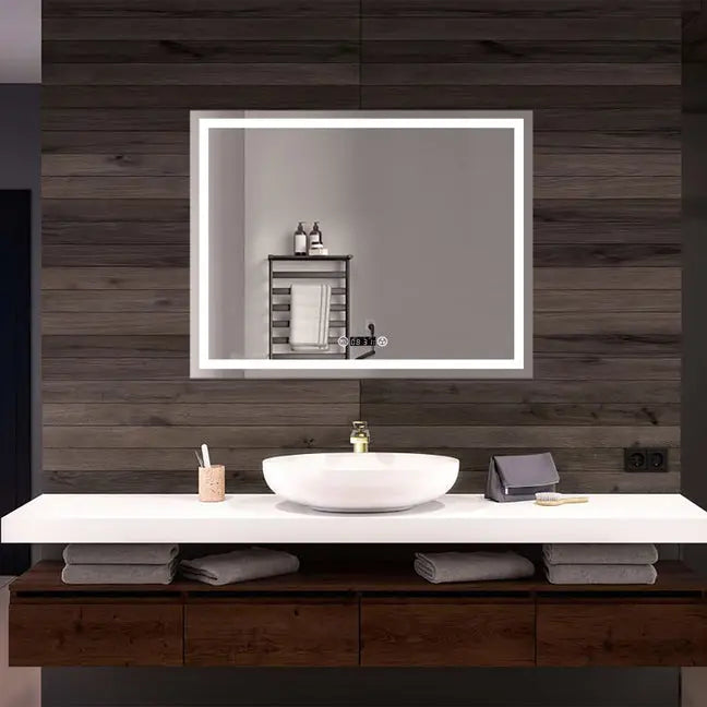 Kodaen EMBRACE Rectangular  Framless front-lit LED mirror.Bluetooth speaker version.  41x32