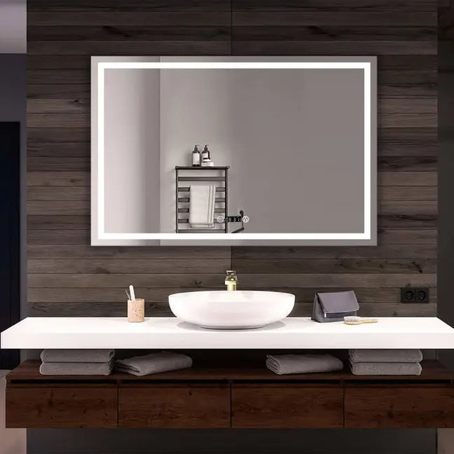 Kodaen EMBRACE Rectangular Framless front-lit LED mirror.Bluetooth speaker version.  71x36
