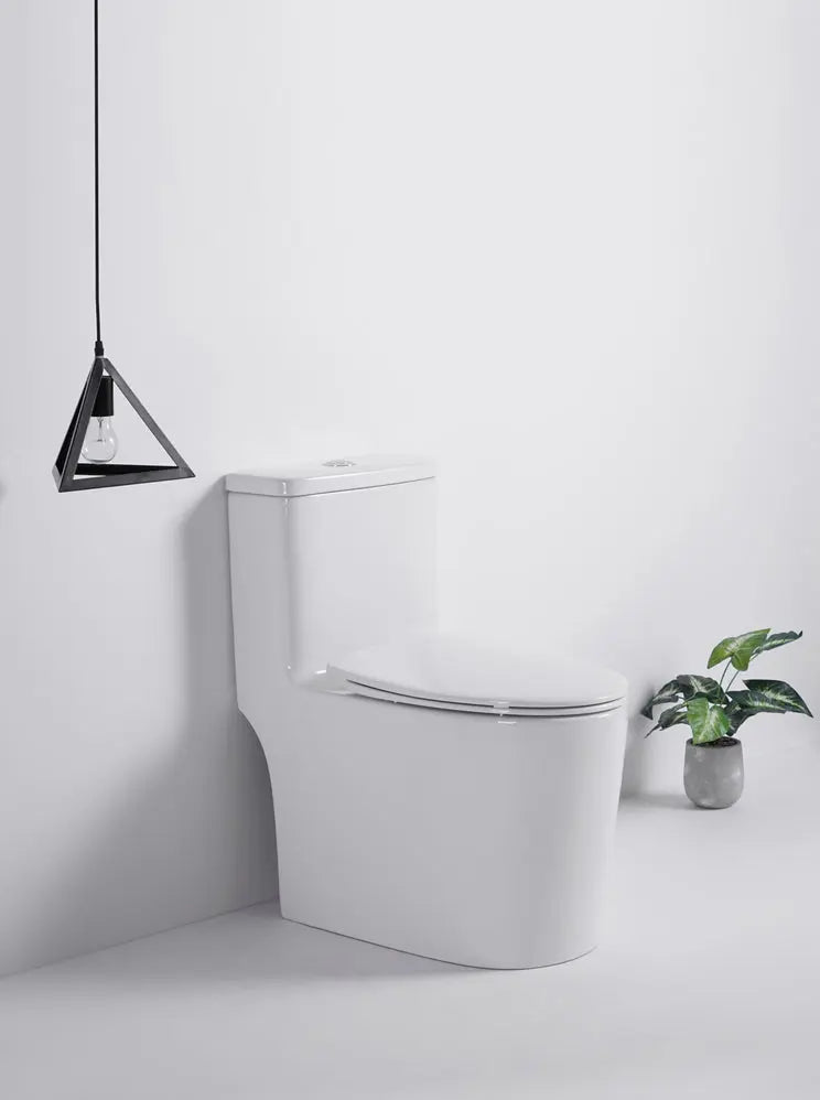 Kodaen Florence One piece skirted toilet top with flush buttons