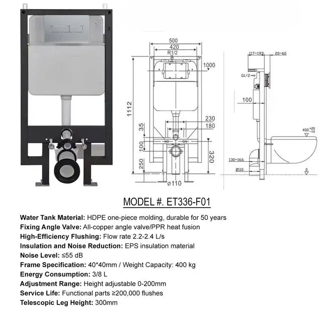 Kodaen IN-WALL Tank for wall hung toilet