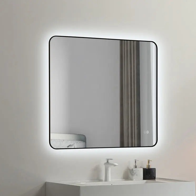 Kodaen INFINITY  Black framed back-lit LED mirror. 35"Wx32"H