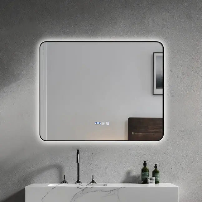 Kodaen INFINITY Black framed back-lit LED mirror. 39"Wx32"H