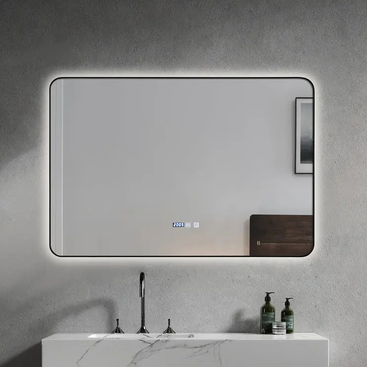 Kodaen INFINITY Black framed back-lit LED mirror. 47"Wx32"H