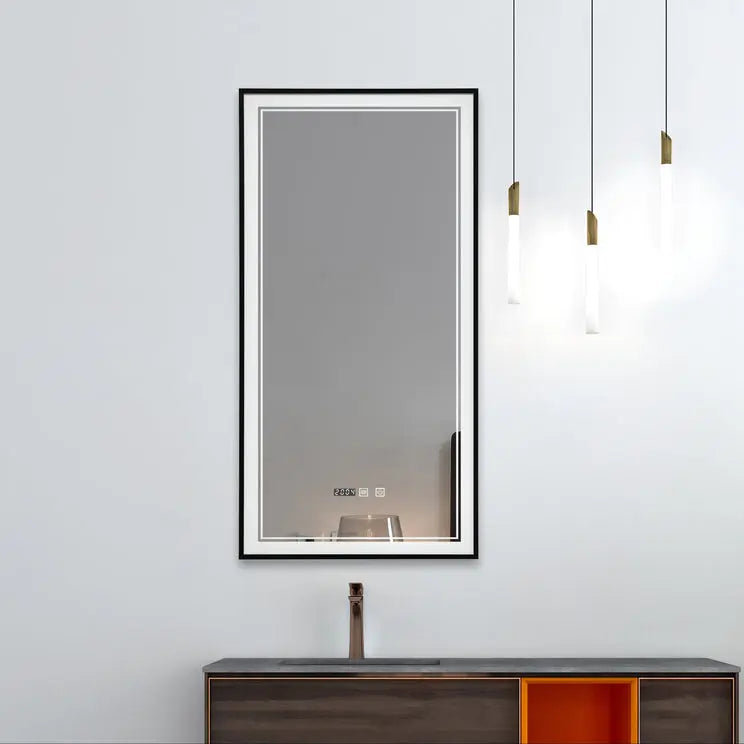 Kodaen INFINITY Rectangualr Black framed front-lit LED mirror. 20"Wx40"H