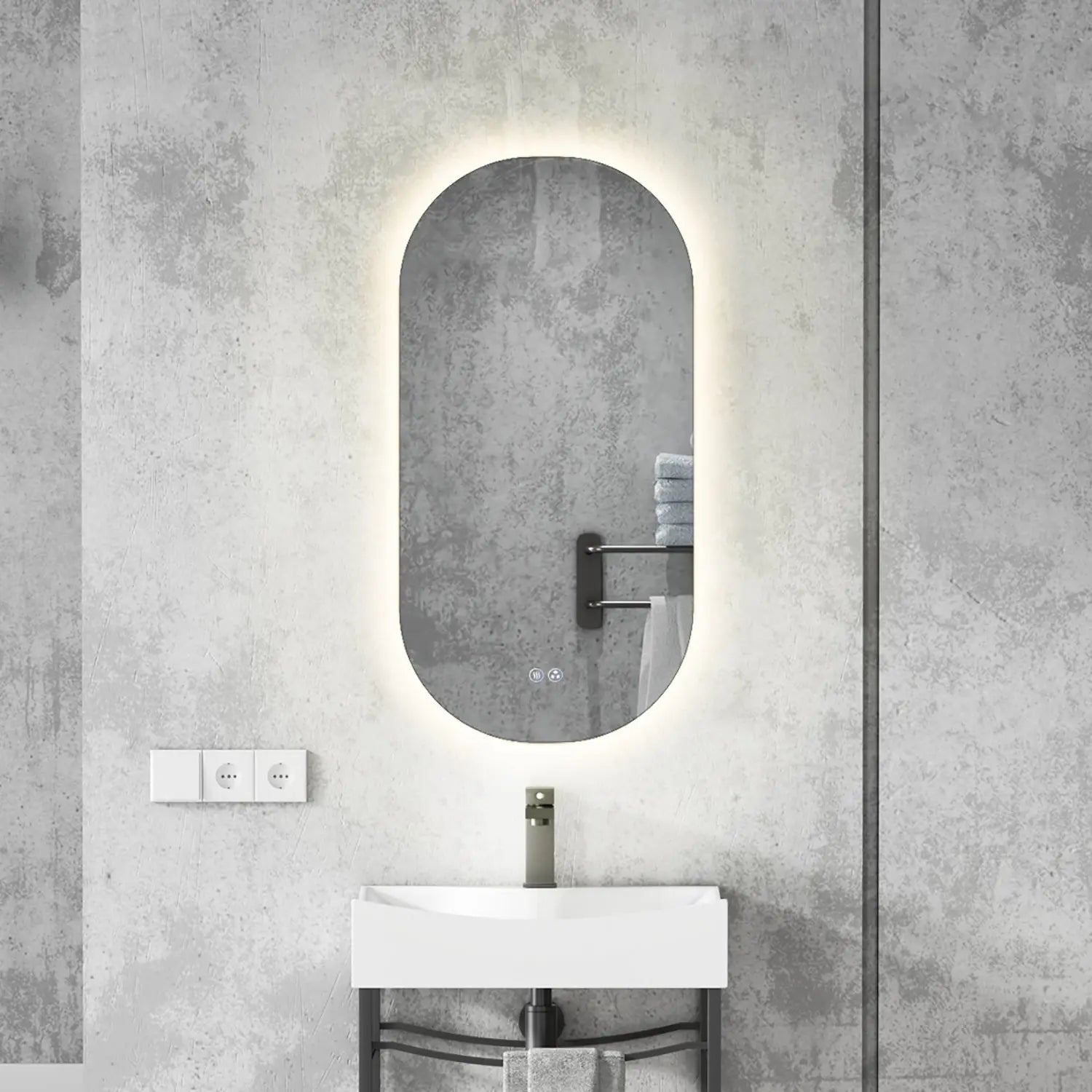 Kodaen MODERNO Framless Oval Backlit  LED mirror. 18"Wx36"H
