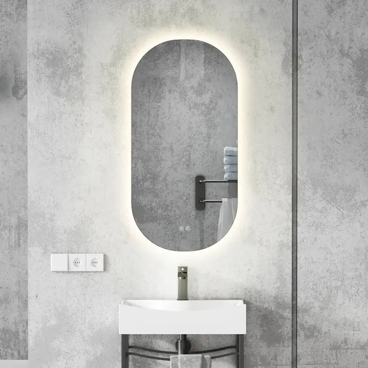 Kodaen MODERNO Framless Oval Backlit LED mirror. 20"Wx40"H