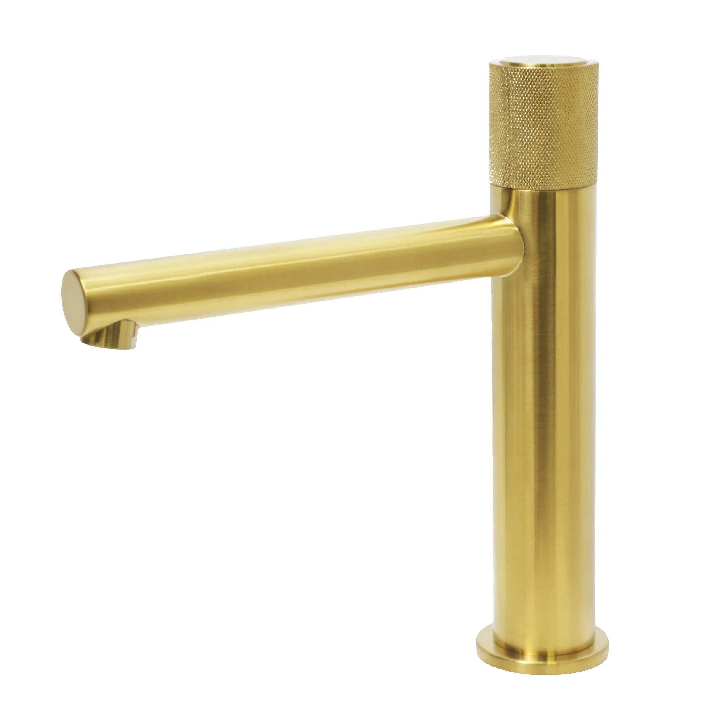 Kodaen NoHo Thermostatic Control Bathroom Faucet in rich brushed gold.