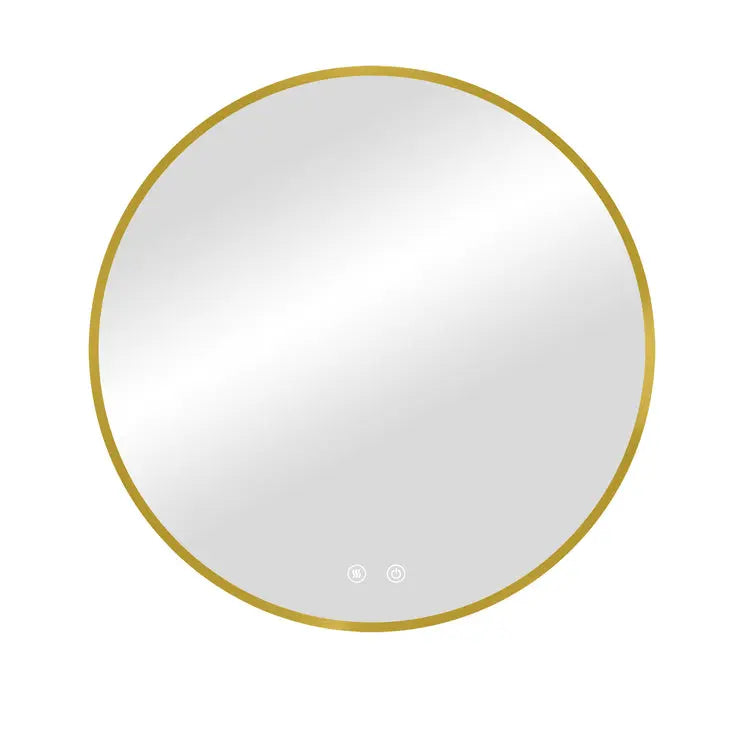 Kodaen ROUNDY Circular Gold framed back-lit LED mirror. 28"