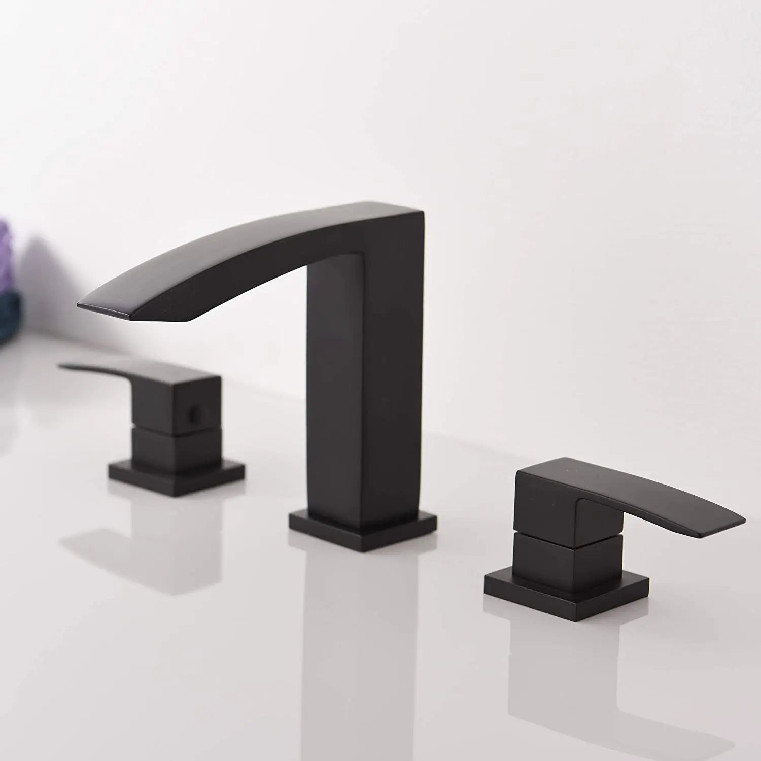 Kodaen SATRO Three Holes Widespread Bathroom Faucet in matte black