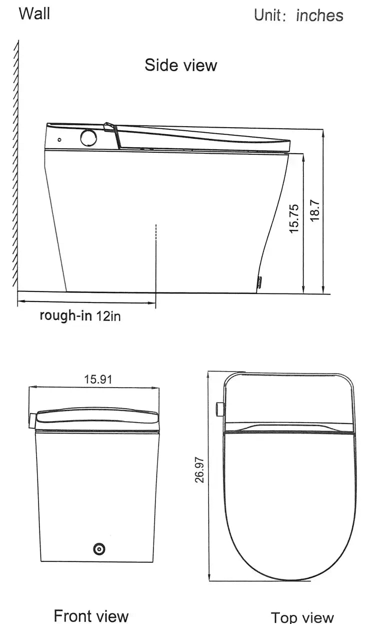 Kodaen STREAMLINE Smart toilet with built-in tank with wireless remote