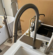 Kodaen TIFFANY Single handle Pull-down Spray & Waterfall Kitchen Faucet  Graphite Black
