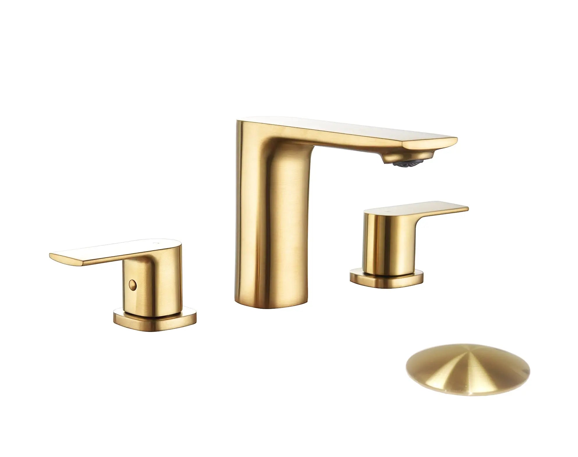 Kodaen TIMELYSS Three Holes Widespread Bathroom Faucet  in brushed gold.