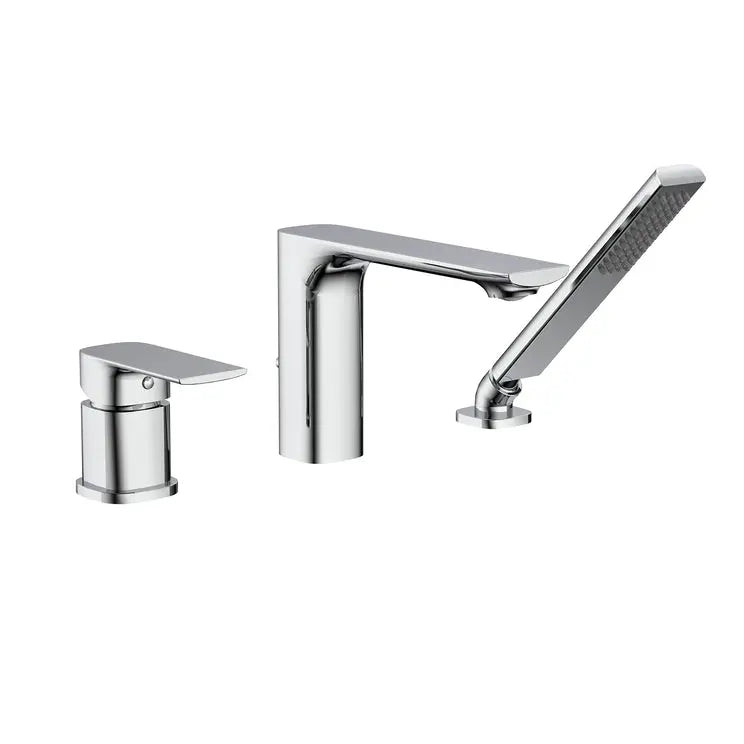 Kodaen TIMELYSS series. Bathroom 3-hole deckmount tub filler. Polished chrome.