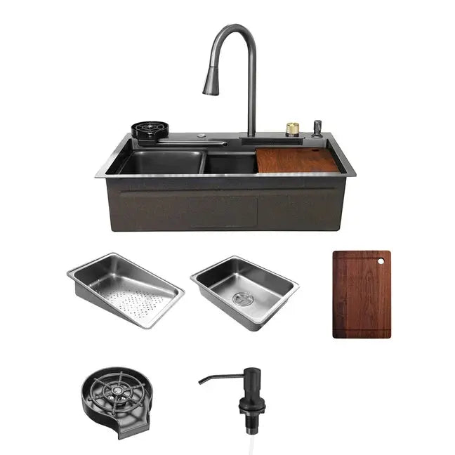 Kodaen Waterfall Workstation Kitchen Sink with Cup washer - ADL-7546H
