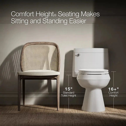 Kohler Adair Comfort Height One-piece elongated toilet, 1.28 gpf Biscuit - Plumbing Market