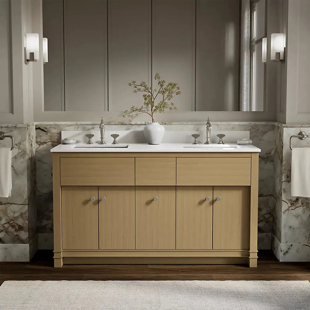 Kohler Alouette 60" Bathroom Vanity Cabinet with Sinks and Quartz Top - Plumbing Market
