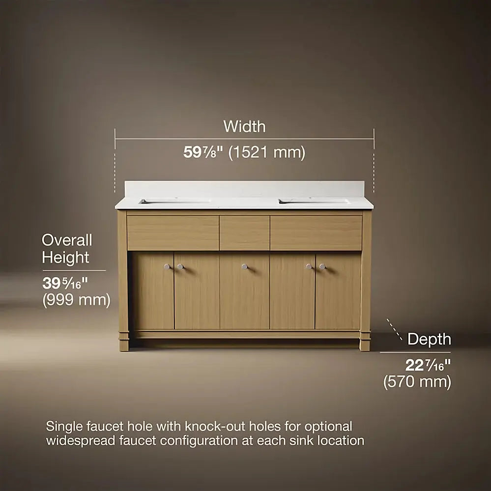 Kohler Alouette 60" Bathroom Vanity Cabinet with Sinks and Quartz Top - Plumbing Market