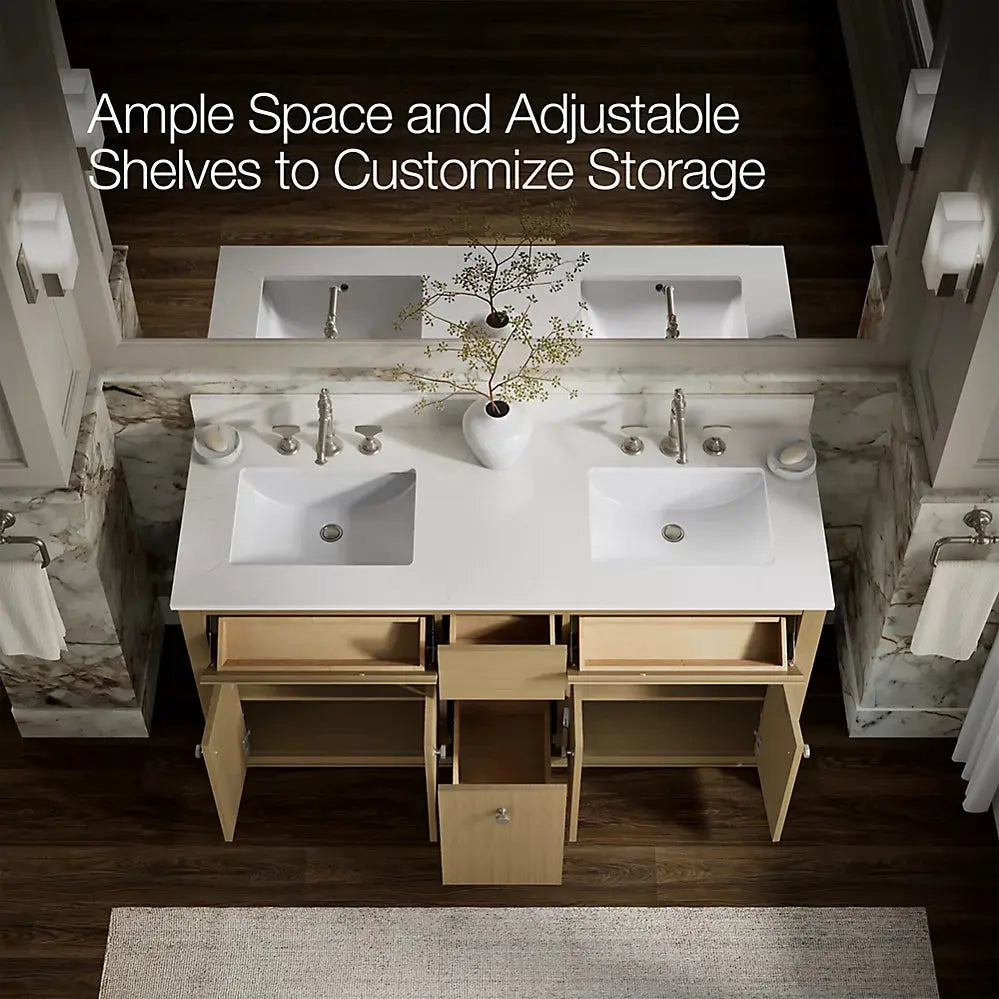 Kohler Alouette 60" Bathroom Vanity Cabinet with Sinks and Quartz Top - Plumbing Market