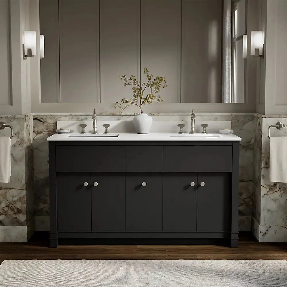 Kohler Alouette 60" Bathroom Vanity Cabinet with Sinks and Quartz Top - Plumbing Market