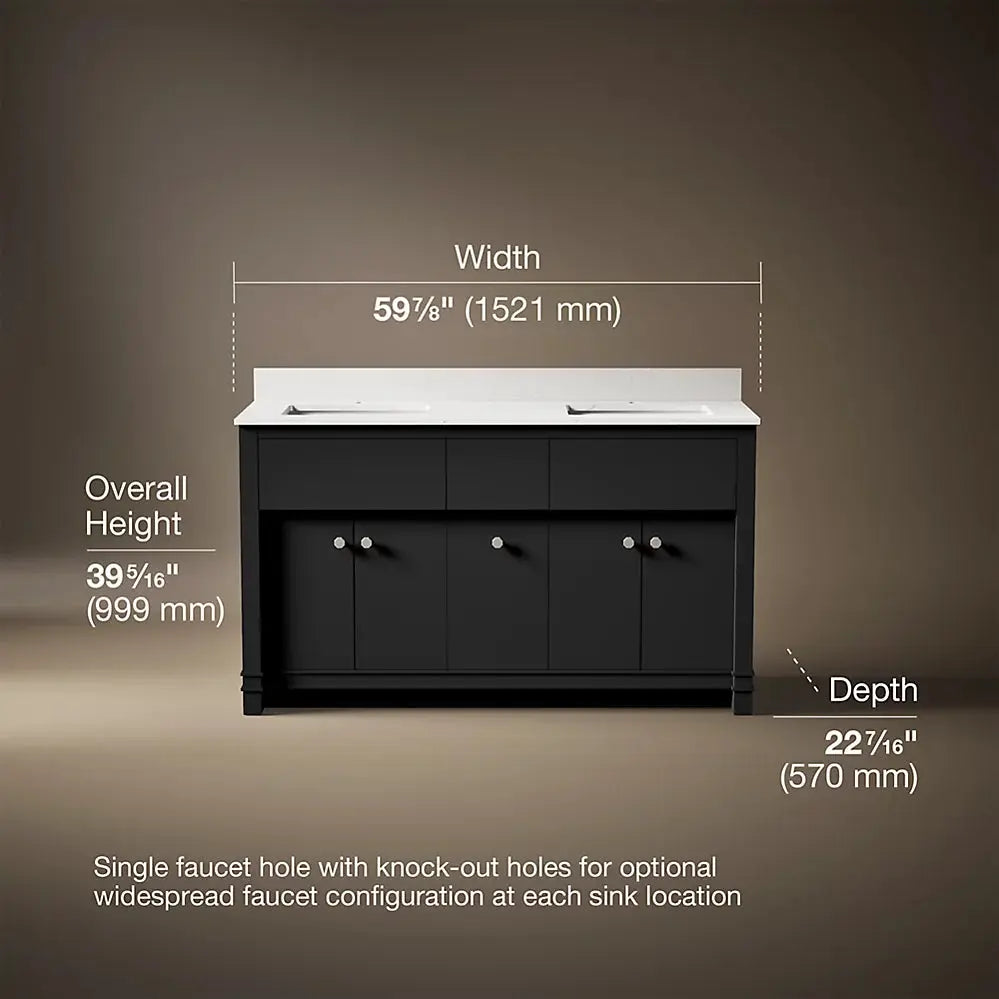 Kohler Alouette 60" Bathroom Vanity Cabinet with Sinks and Quartz Top - Plumbing Market